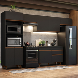 Armário de Cozinha Completa 330cm Preto Reims Madesa na Loja Madesa