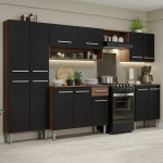 Armário de Cozinha Completa Madesa Emilly 293001 com Balcão e Paneleiro – Rustic/preto na Amazon