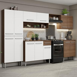 Armário de Cozinha Completa Madesa Emilly 293001 com Balcão e Paneleiro na Casas Bahia