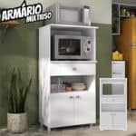 Armário Multiuso para Forno e Microondas 2 Portas 1 Gaveta Multimóveis Branco Brilho na Amazon