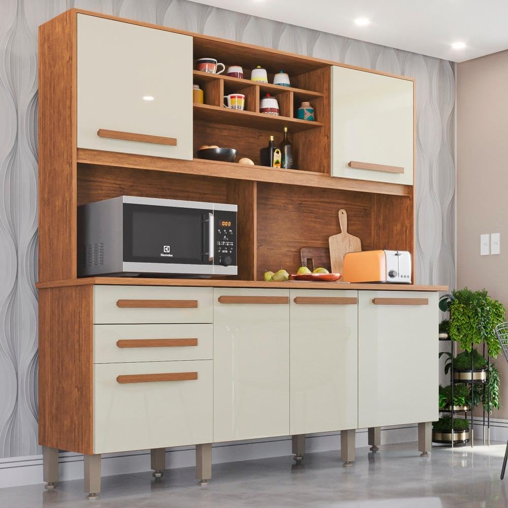 Armário para Cozinha 6 Portas 2 Gavetas Luna Plus Imop Móveis Cinamomo/off White na Amazon