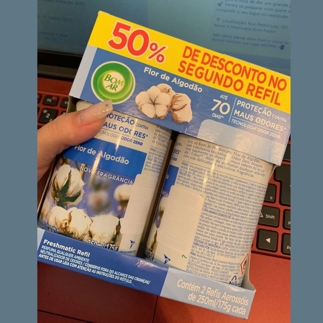 Aromatizador de Ambiente Bom Ar Automático Aerossol Freshmatic Refil na 2ª Unidade Flor de Algodão na Amazon