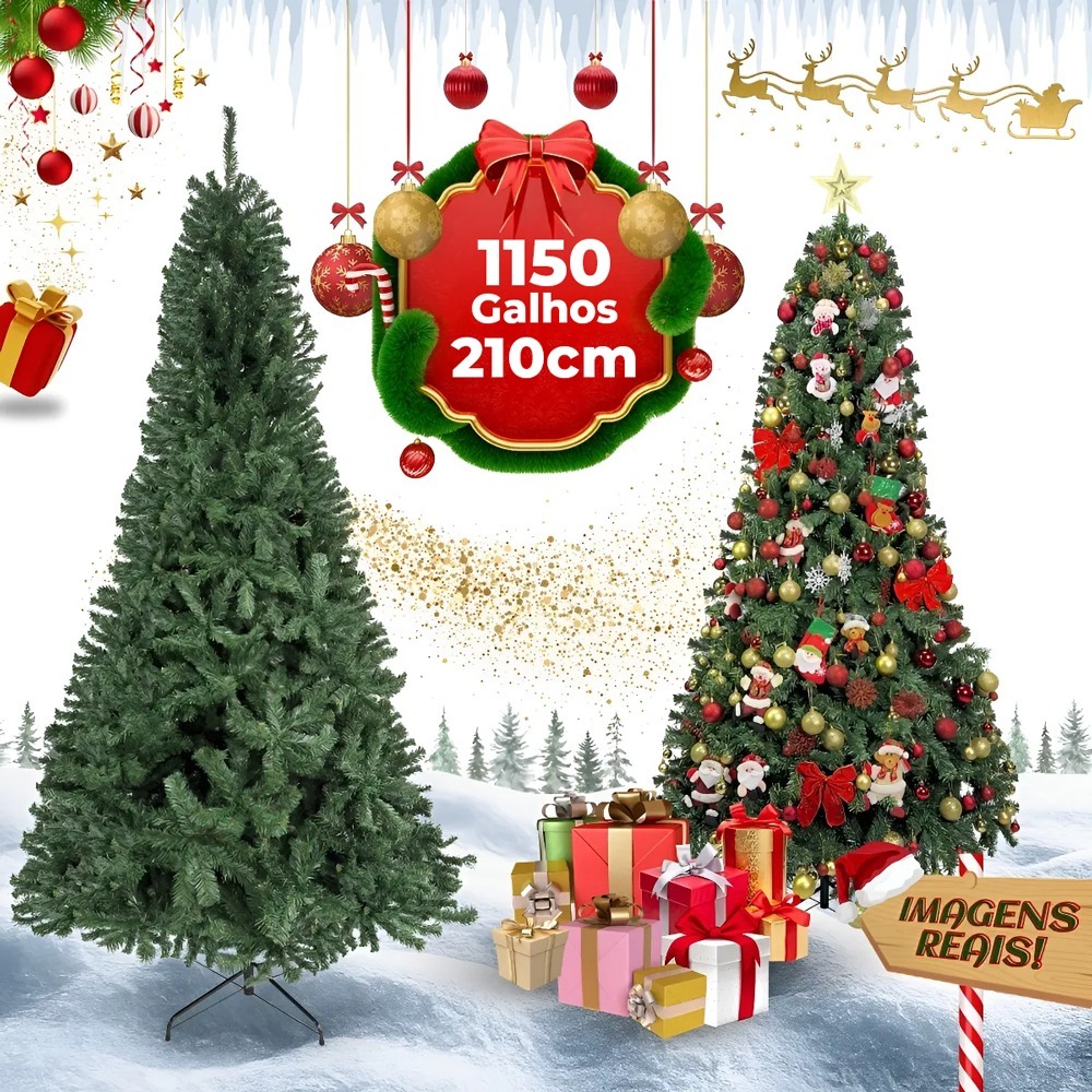 Arvore Natal Real 210cm com 1150 Galhos Pé de Ferro Sodalita na Shopee