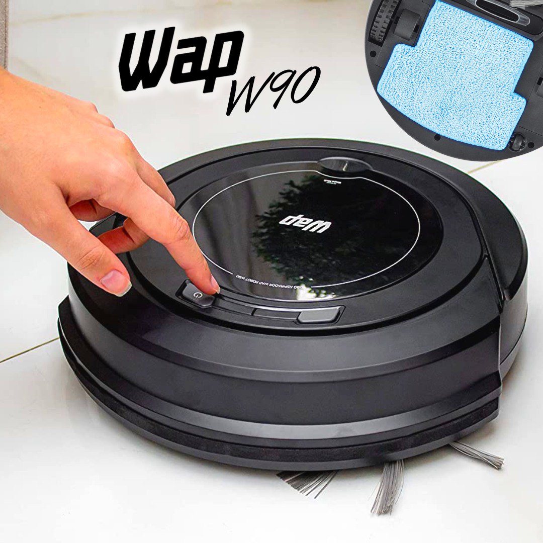 Aspirador de Pó Robô WAP ROBOT W90 Automático 3 em 1 Varre Aspira Passa Pano MOP para Limpeza 30W Bateria Recarregável Bivolt, Cor: Preto na Amazon
