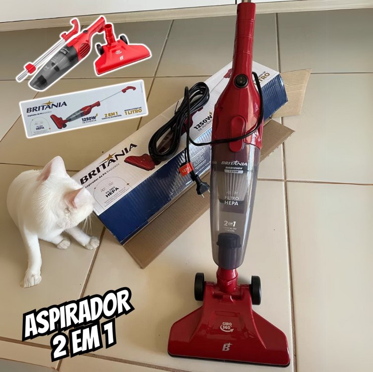 Aspirador de Pó Vertical 2 em 1 Britânia BAS1290V 1250W – Vermelho na Casas Bahia