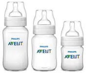 AVENT Kit 3 Mamadeiras Clássica Anticólica 125/260/330ml, Transparente na Amazon
