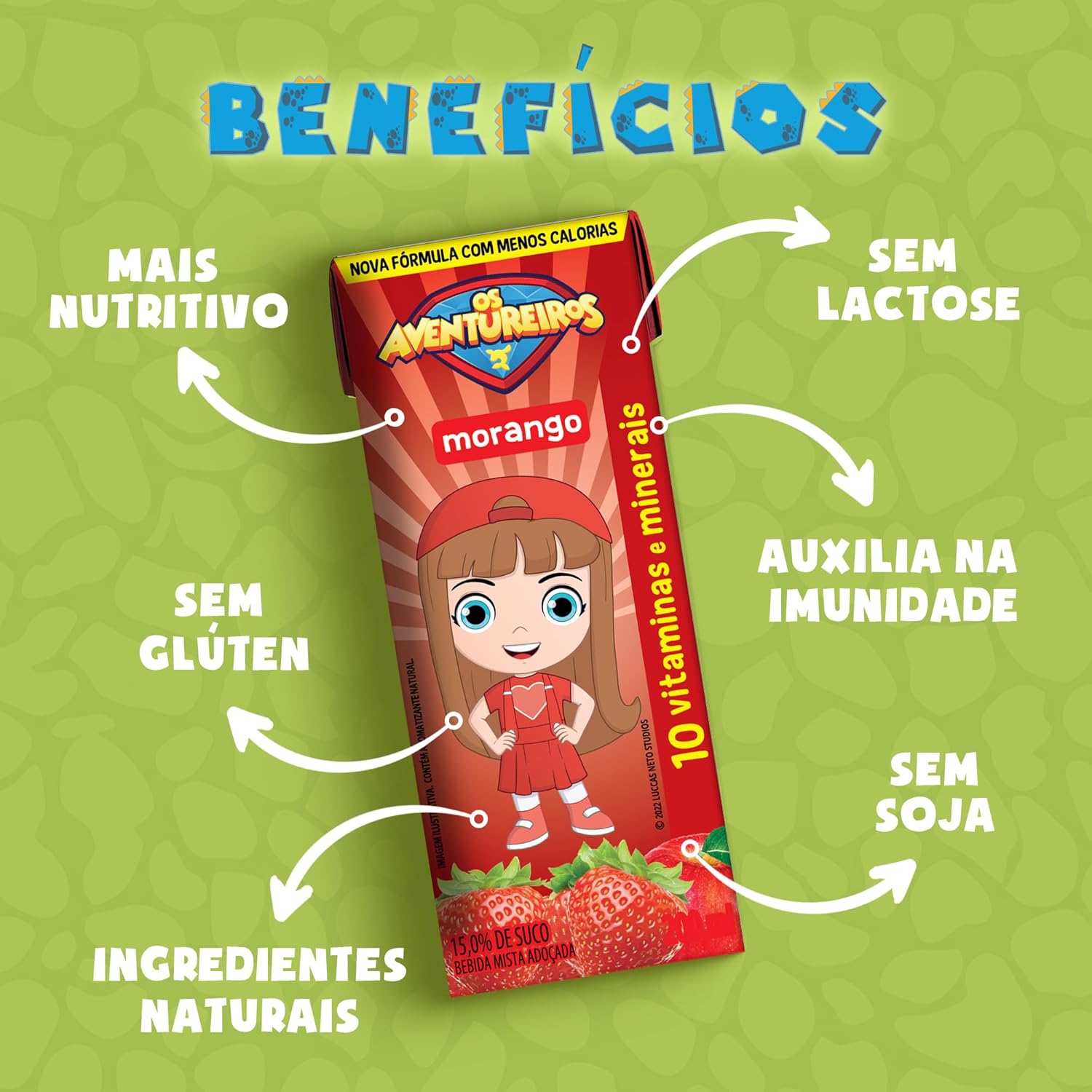 AVENTUREIROS – Néctar de Morango em Caixinha – Sem Ingredientes Artificiais, Sem Glúten – Contém 10 Vitaminas e Minerais, Ingredientes Naturais – Vegano – 200ml na Amazon