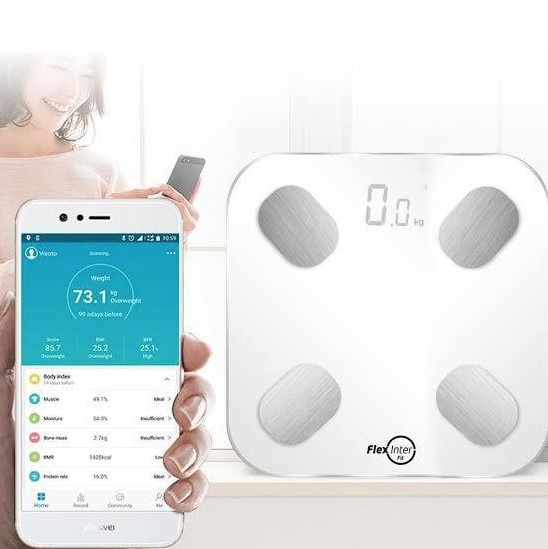 Balança Digital Smart Corporal Com Bioimpedância APP Android/IOS Branca – FlexInter na Amazon
