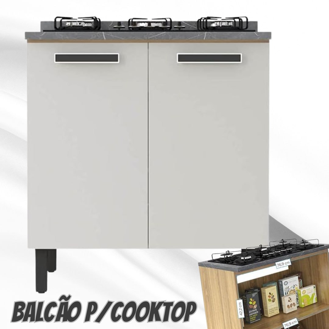 Balcão p/Cooktop 5 Bocas Cozinhas Itatiaia New Jazz – 2 Portas – Off White na Amazon
