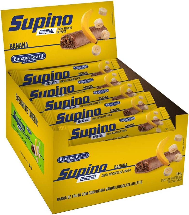 Banana Brasil Barra de Frutas Original Banana ao Leite com 16 Unidades de 24g (384g) na Amazon