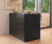 Bancada Bartira Gourmet com 1 Porta, 4 Gavetas e 1 Prateleira – 126cm de largura – Preto Stone e Grafit na Casas Bahia