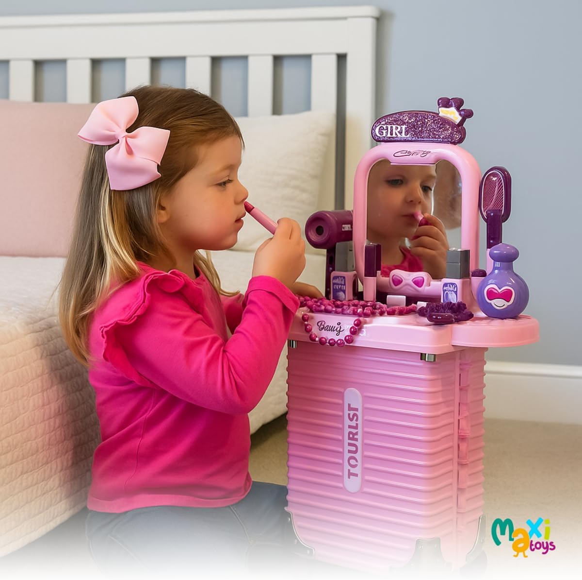 Bancada Penteadeira Infantil 3 em 1 Maleta 21 Peça Maxi Toys na Amazon