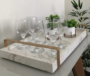 Bandeja Decorativa Para Servir Branco Gold Marmorizado Com Alça Dourada na Amazon