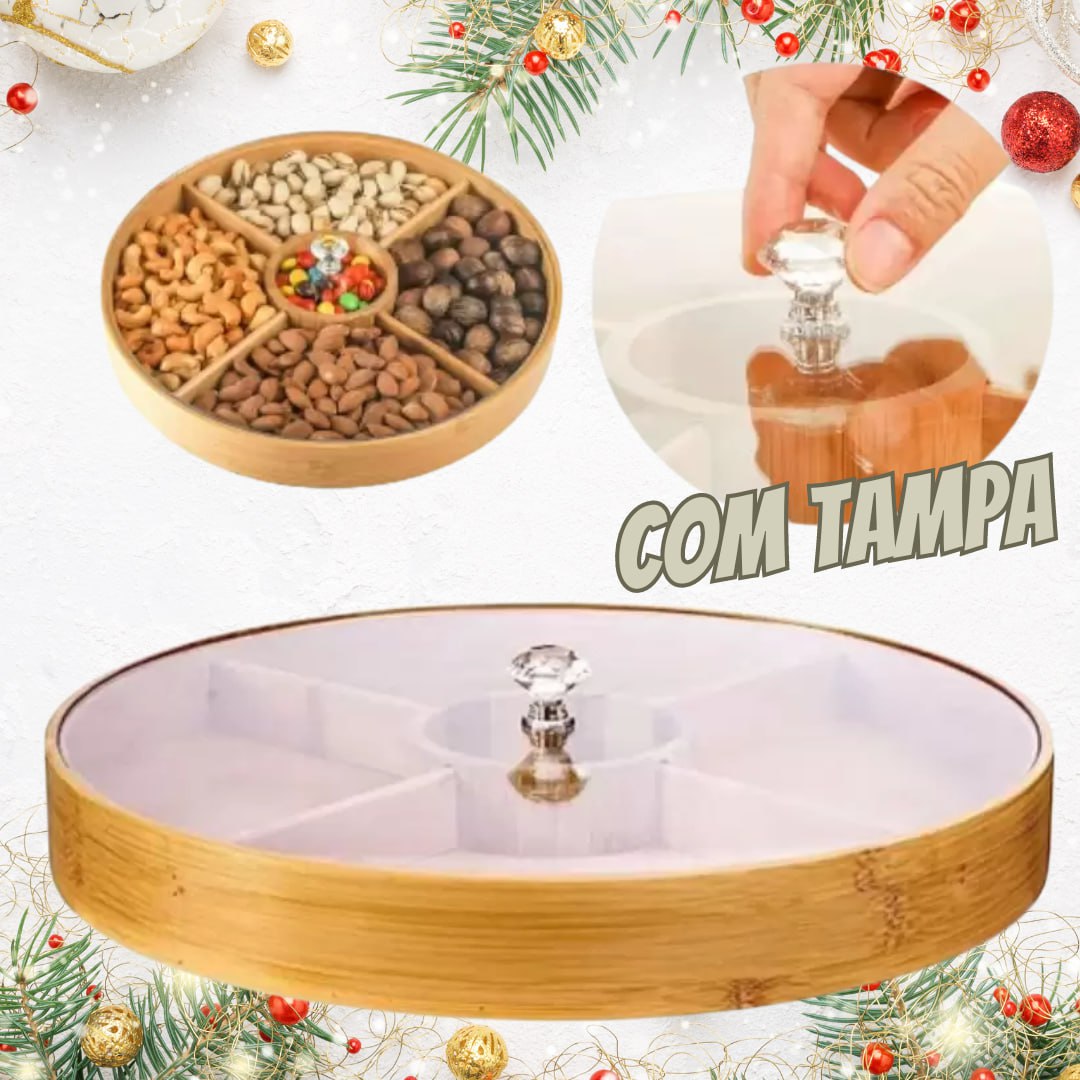 Bandeja Em Bambu Com Tampa Acrílico Petisqueira – EVEREST na Magazine Luiza