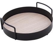 Bandeja Redonda de Metal com Fundo em MDF e Alça Preto Fosco 20cm x 6cm – Lyor na Amazon