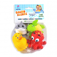 Banho Brinquedo Kit Infantil Borracha Bebê Bichinhos 4 Peças Baby Sem BPA na Amazon