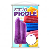 Banner Temos Picolé Colorido Preço Fundo Branco 80x50cm na Amazon