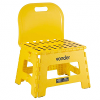 Banqueta Plástica Dobrável Amarela Altura 220 Mm Com Encosto Vonder na Amazon