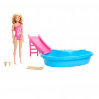 Barbie, Conjunto De Brinquedo Com 1 Boneca Com Maiô Rosa, 1 Piscina Glam E Acessórios na Amazon
