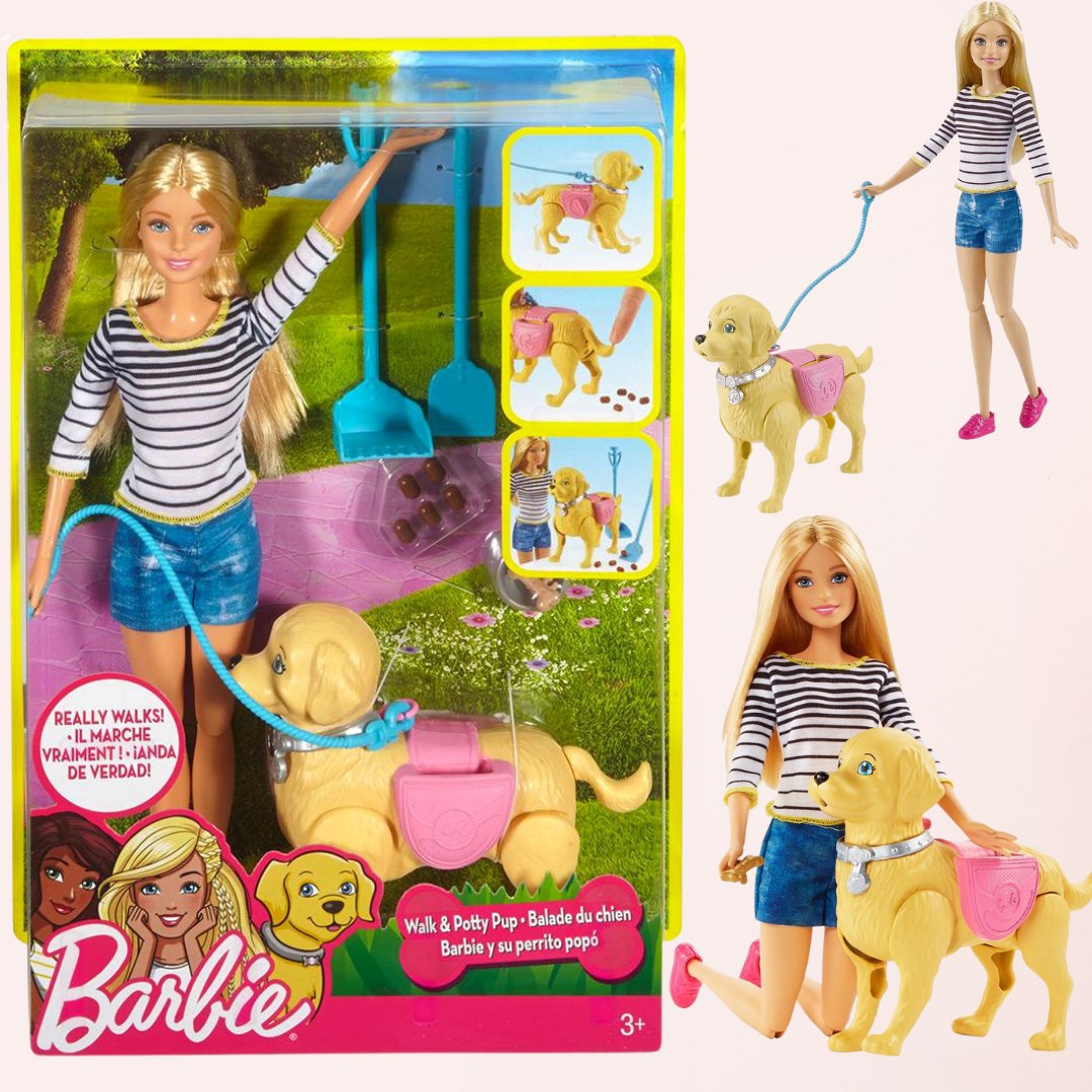Barbie Passeio Com Cachorrinho Mattel Loira na Amazon