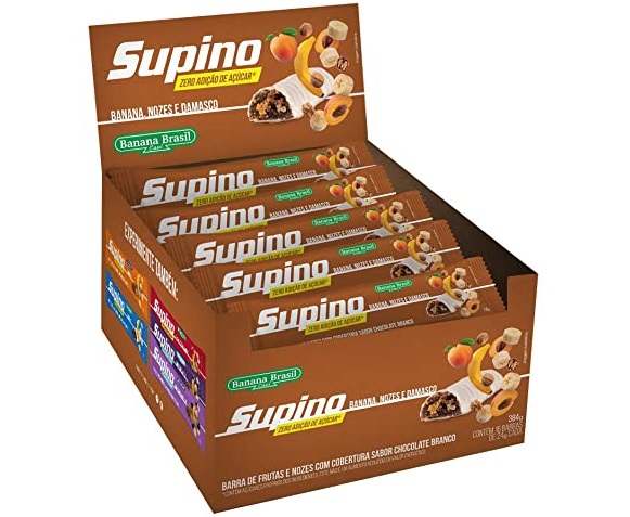 Barra de Frutas Zero Banana, Nozes e Damasco Banana Brasil com 16 Unidades de 24G na Amazon