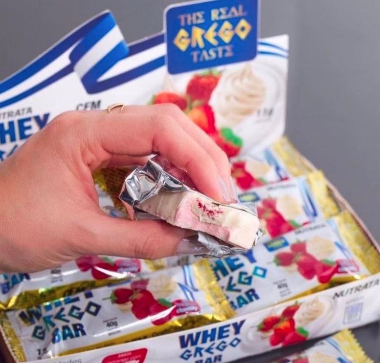 Barra Whey Grego Bar – 12 Unidades de 40g Morango com Chantilly – Nutrata, Nutrata, 12 Unidades de 40g na Amazon