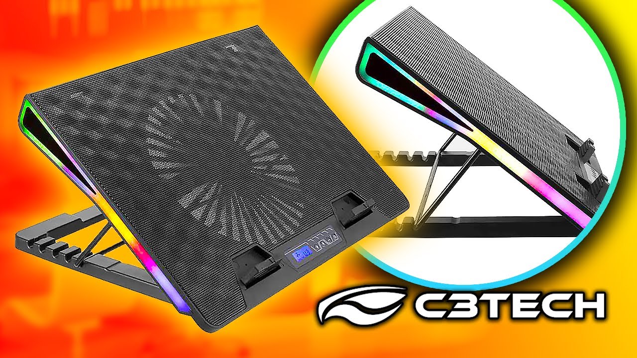 Base Para notebook C3Tech NBC-500BK 17,3" Preto Gamer Led RGB - Refrigerada Com Cooler 185mm controle da velocidade dos Fan ate 6 opcoes, com regulagem de altura em 5 posicoes. na Amazon