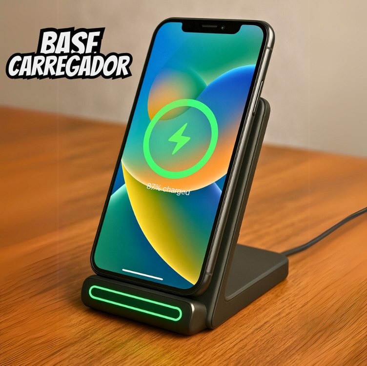Basike Carregador Sem Fio, 15W Estação de Carregamento Rápido, Compatível iPhone16,15,14,13,12,11 (Pro, Pro Max)/XS/XR/XS/X/8(Plus) (Preto) na Amazon