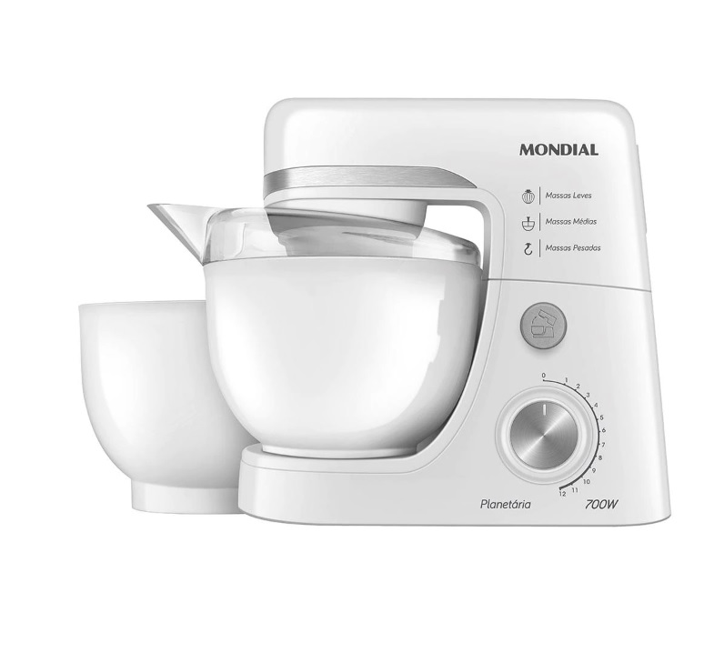 Batedeira Planetária Mondial BP-03W-2B com 12 Velocidades e 700 W – Branca na Casas Bahia