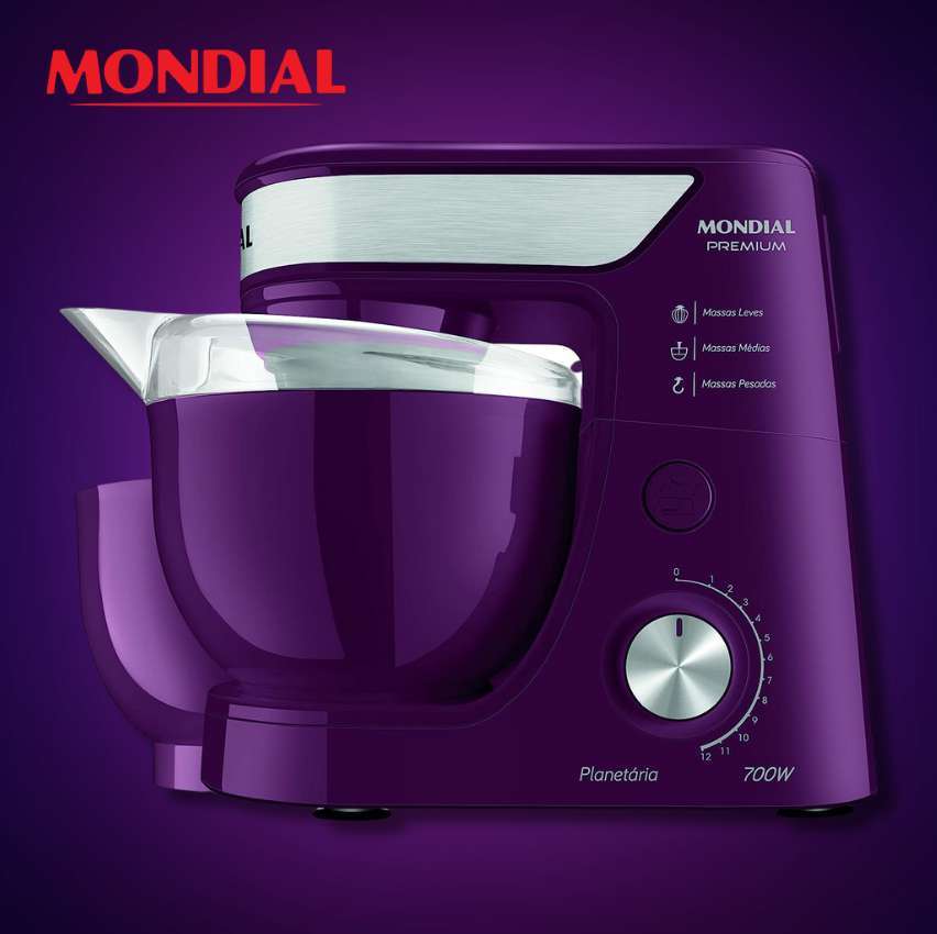 Batedeira Planetária Mondial, Premium, 220V, Marsala, 700W – BP-01P-M na Amazon
