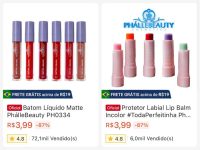 Batom Líquido Matte PhálleBeauty PH0334 na Shopee