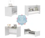 Berço 4 em 1 com Colchão Incluso Multimóveis Evolution vira Escrivaninha Fg3024 Branco na Amazon