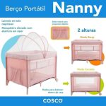 Berço Nanny, Cosco, Rosa Rajado na Amazon