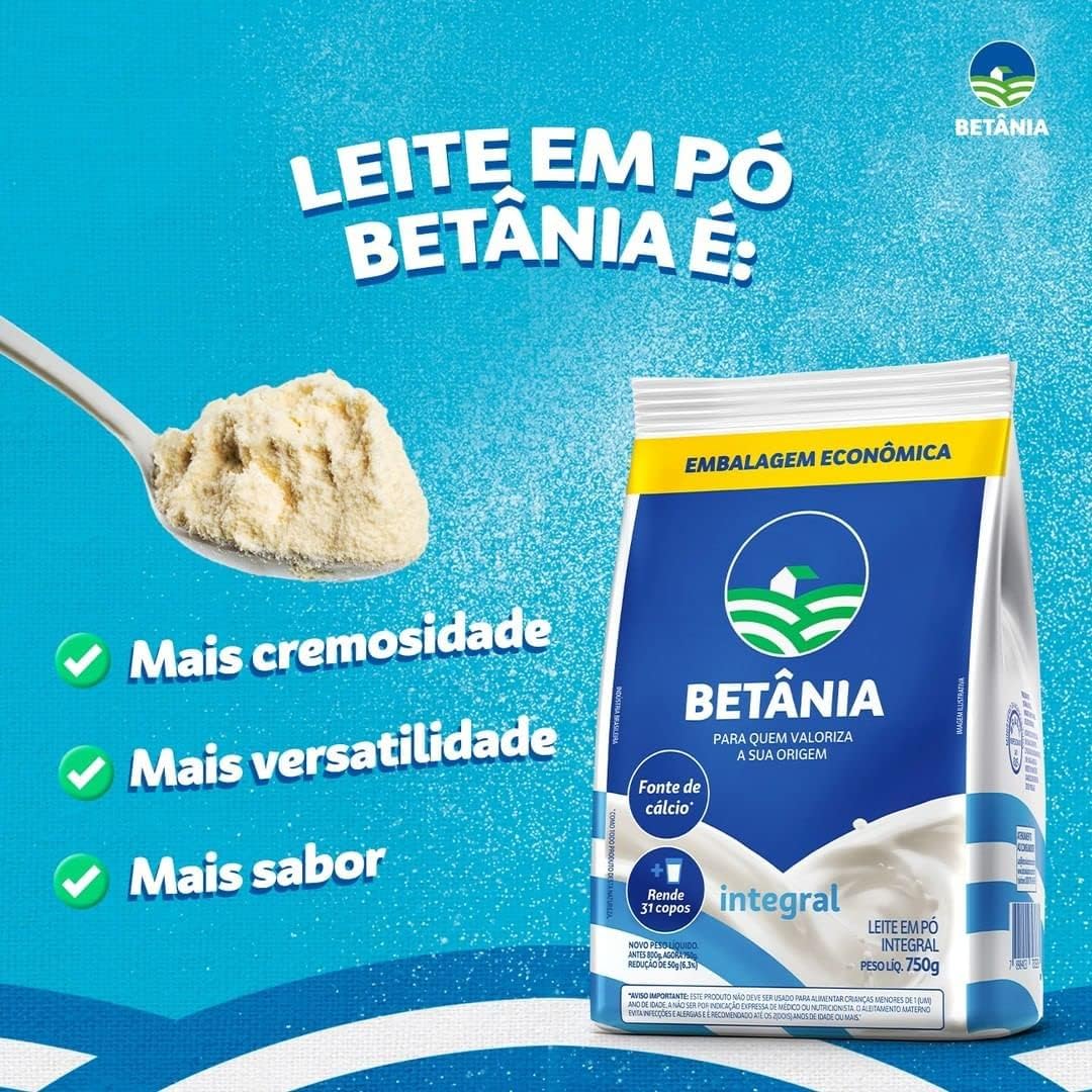 Betânia Leite Em Pó Integral 750G na Amazon