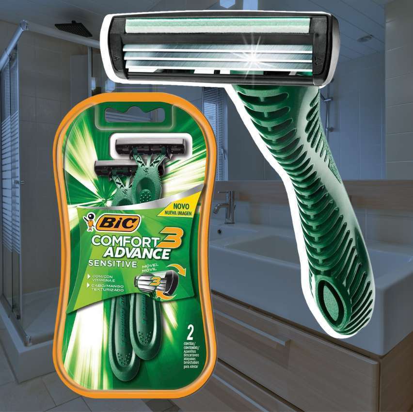 Bic Aparelho De Barbear Comfort Advance Pele Sensível 3 Lâminas Verde Fita Lubrificante 8713191 2 Unidades na Amazon