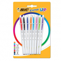 BIC, Caneta Escrita Média, Cristal UP, 8 Cores Vivas, 8 Unidades na Amazon