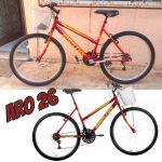 Bicicleta Aro 26 Houston Foxer Maori 21 Marchas e Freio V-Brake – Vermelha/Amarelo na Casas Bahia