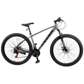Bicicleta Aro 29 Safeway Alumínio 21 marchas Shimano Freio a Disco e Suspensão Cinza na Casas Bahia