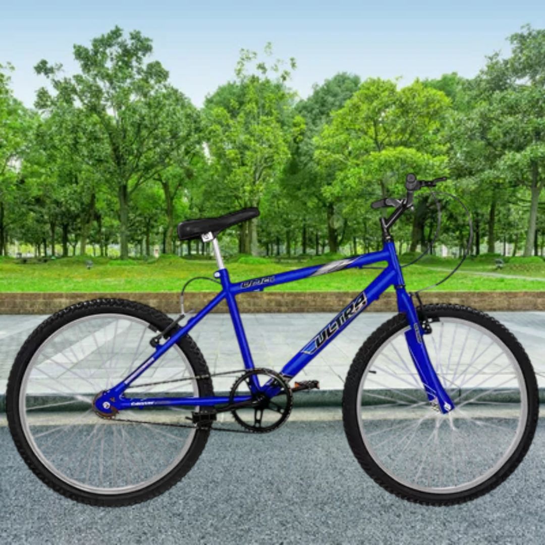 Bicicleta de Passeio Ultra Bikes Esporte Aro 24 Reforçada Freio V-Brake Sem Marcha Azul na Amazon