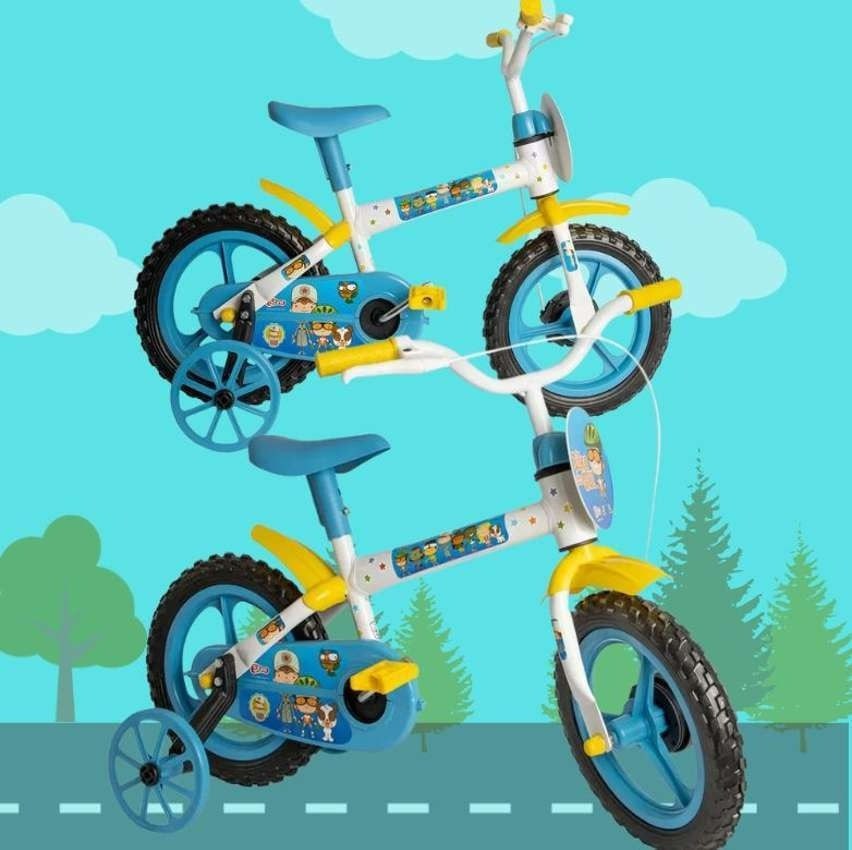 Bicicleta Infantil Aro 12 Styll Baby – Clubinho Salva Vidas Azul e Branco com Rodinhas na Magazine Luiza