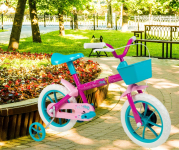 Bicicleta Infantil Verden Paty Pink e turquesa – Aro 12 com cestinha e rodinhas na Amazon