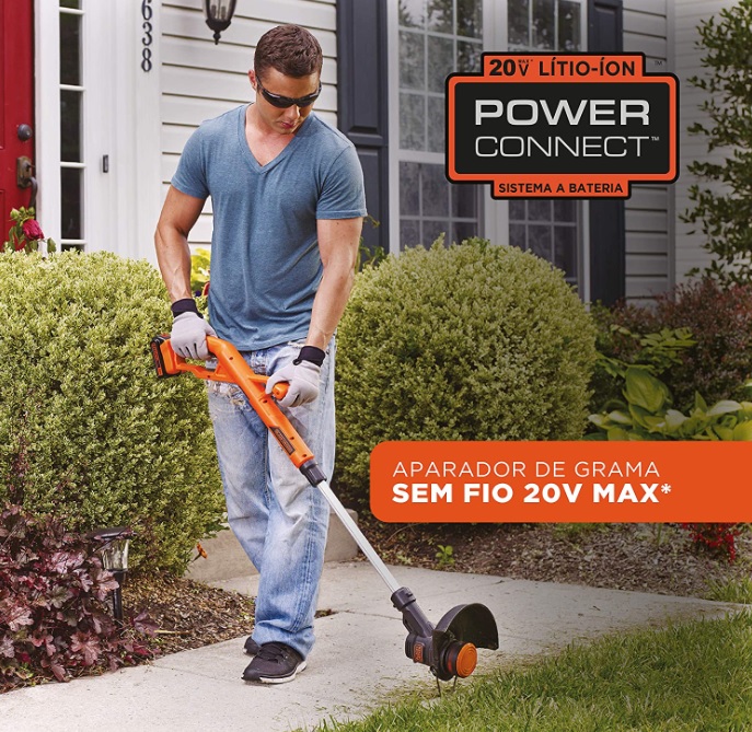 BLACK+DECKER Aparador de Grama Sem Fio a Bateria 20V Max Ion-Litio 1.5 Ah LST201 na Amazon