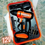 BLACK+DECKER Parafusadeira e Furadeira de 3/8 Pol. (10mm) a Bateria 12V Ion-Litio 1.5Ah 900 RPM com 13 Acessórios e Caixa Plástica LD12SP na Amazon