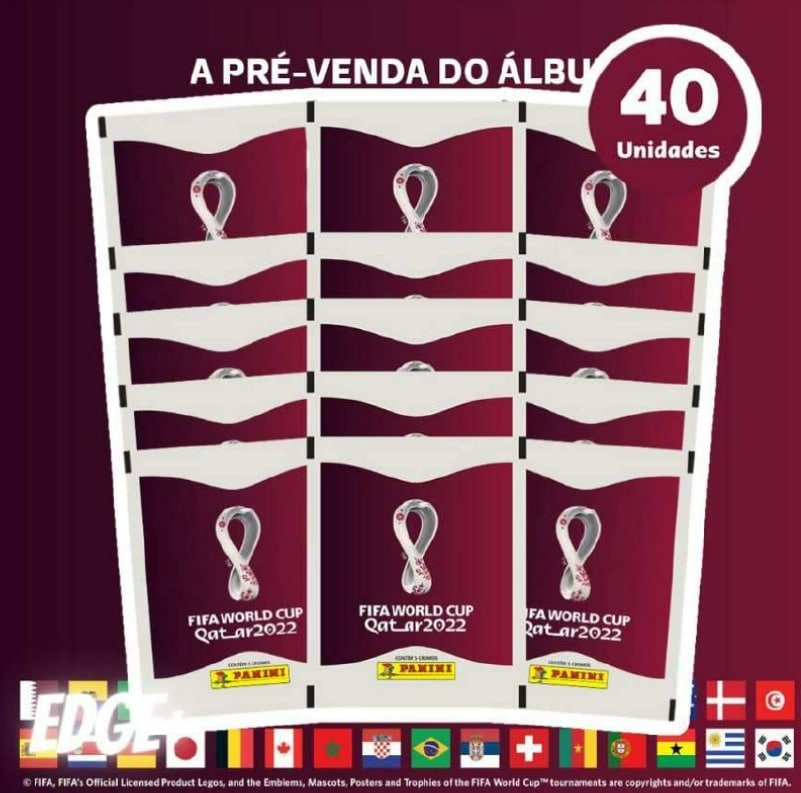 Blister Cartela C/ 40 Envelopes (200 unidades) de Figurinhas da Copa Do Mundo Qatar 2022 na Amazon