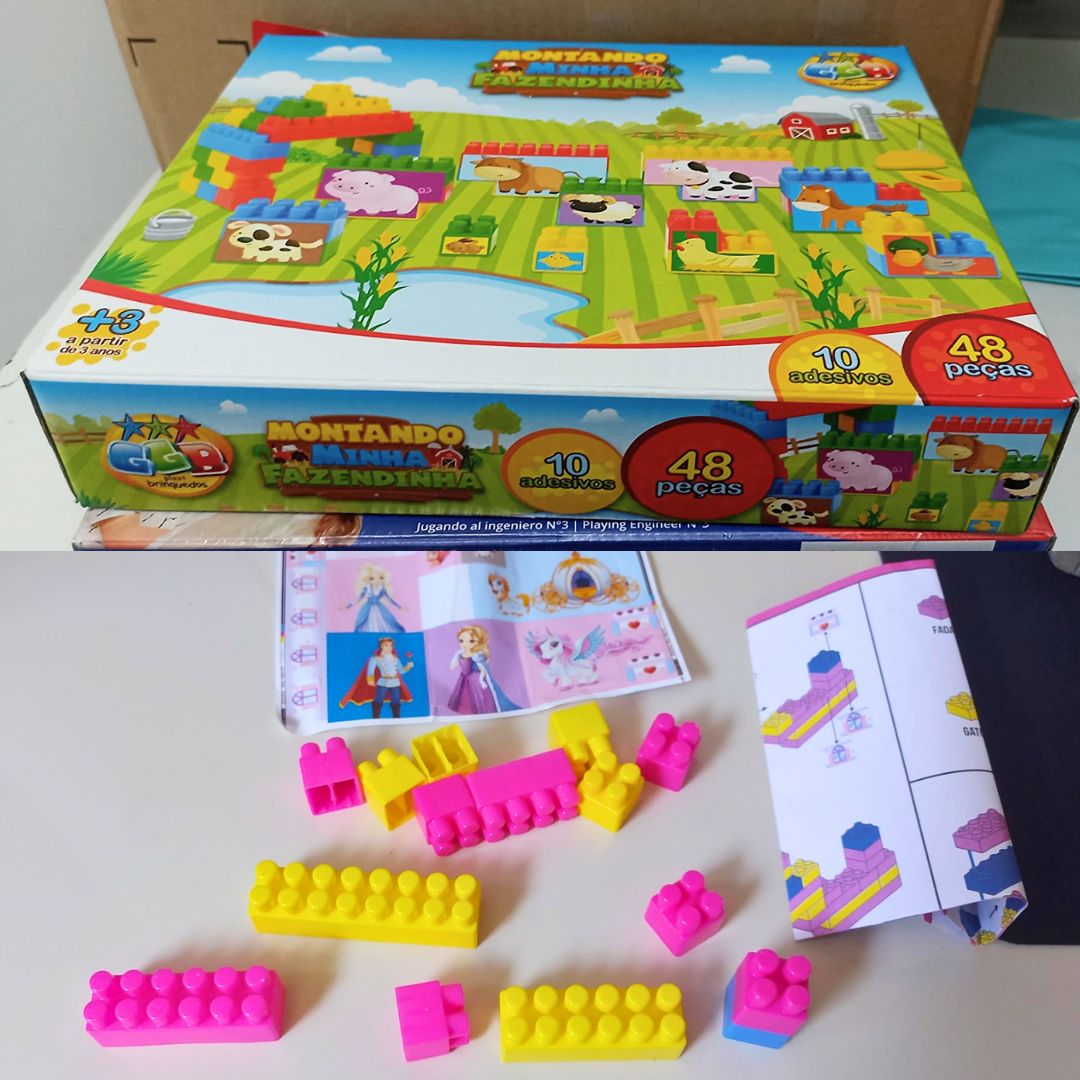 Blocos de Montar Montando Minha Fazendinha 48 Peças, GGB Plast, Multicor, 362 na Amazon