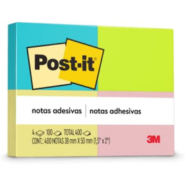 Blocos de Notas Adesivas Post-IT Neon 4 Blocos de 38mmx50mm - 100 Folhas Cada na Amazon