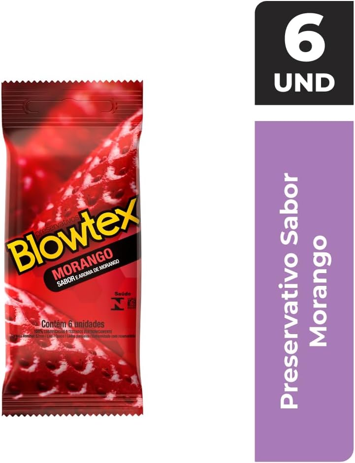 Blowtex Preservativo Morango Com 6 Unidades Vermelho na Amazon