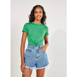Blusa Cropped Verde Com Nozinho na Youcom