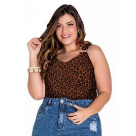 Blusa de Alças com Argola Onça Plus Size - Marguerite na Posthaus