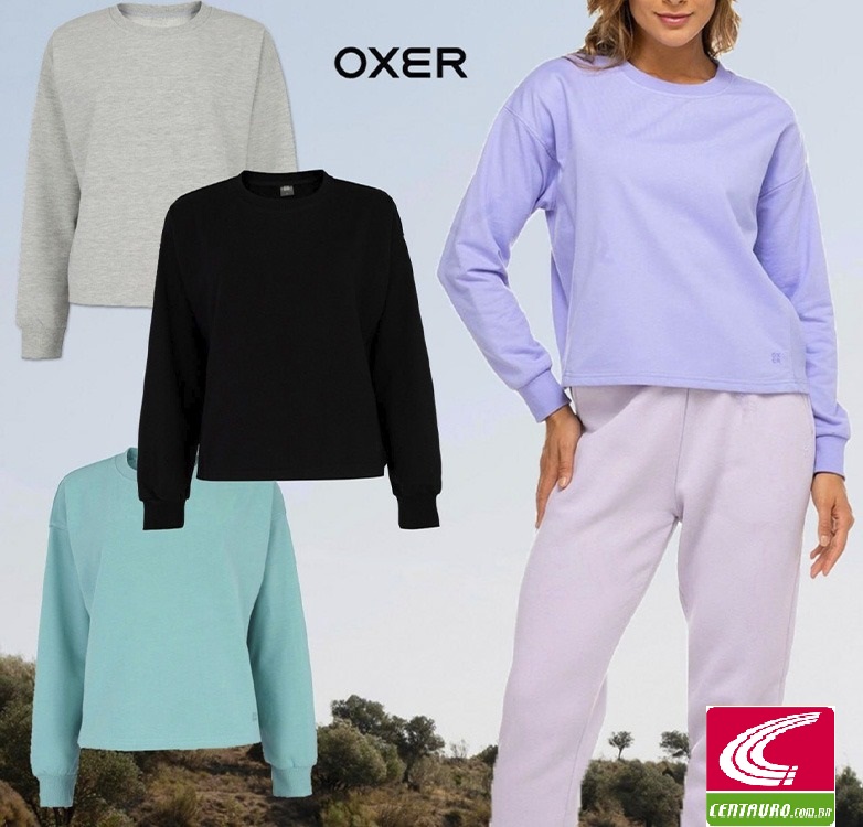 Blusa de Moletom Feminina Oxer com Recorte Texturizado na Lateral na Centauro